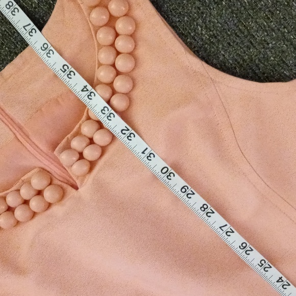💎Talbots💎 - Peach Oversized Pearl Button Neck Sleeveless Sheath Dress - Picture 13 of 13